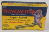 (1) reproduction box Winchester bear, .338 Win. Mag. having WW head stamps,.