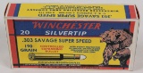(1) reproduction box Winchester Silvertip bear, .303 Savage Super Speed, full box Silvertip ammo