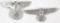 (2) WWII German Army NSDAP hat eagles, one marked RZM M1/120 with one being marked 38
