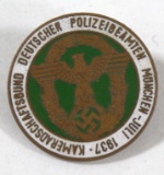 German Eagle swastika enamel pin for, Kameradschaftsbund Deutscher Polizeibeamten Monchek-Juli 1937