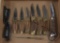 Lot of (7) fixed & folding blade knives and self