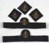 WWII US Navy Bullion ROTC (2) cap bands & (3)