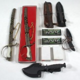 Lot to include scope rings & (8) knives - leather