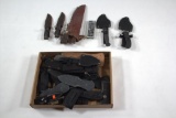Lot of (6) knives and dozens of sheaths & pouches