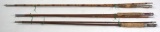 (3) Bamboo fly rods, Southbend 3 pc & (2) unmarked