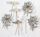 lot of (8) German stick pins, (3) are edelweiss