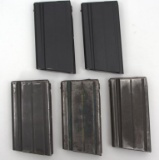 (5) unmarked metric FAL 20 round steel magazines