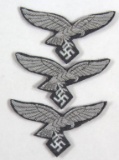 (3) WWII German Luftwaffe Officer bullion breast