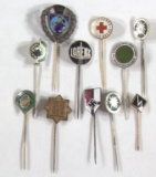 (11) German stick pins, most are enamel