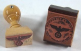 (2) German Nazi rubber ink stamps, one is Eagle &