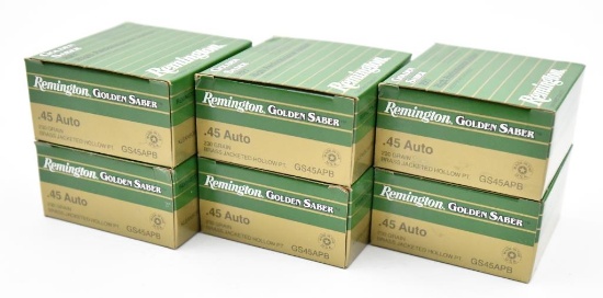 .45 Auto (6) boxes Remington Golden Saber 230 grain brass JHP