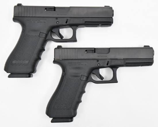 Very Rare pr unissued consecutively serial numbered Berks County Law Enforcement Glock 9mm pistols,