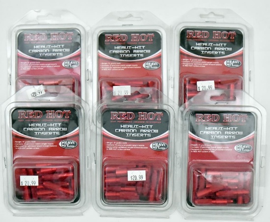 (6) packs Red Hot Heavi-Hit Carbon Arrow Inserts,