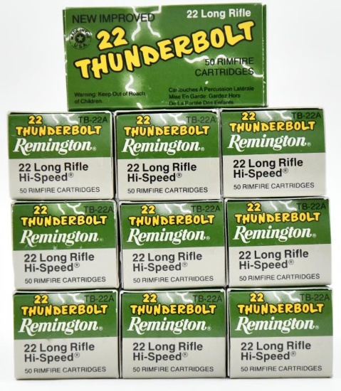 .22 Long Rifle (10) boxes Remington Thunderbolt
