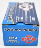 7.62mm Nagant ammunition (1) box PPU 98 grain