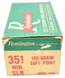 351 Win. SLR ammunition - (1) box Remington 180 gr