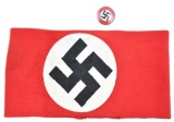 NSDAP Party armband and lapel pin, both in