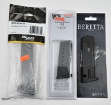 (3) assorted magazines, Beretta 92 FS 9mm 15