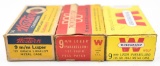 9mm Luger ammunition (3) boxes approximately