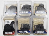 (6) Blackhawk holsters, five are Serpa to include