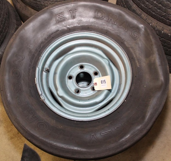 (2) 14" Chevy rims with old racing slicks