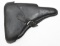 bml/41 (Hans Romer) marked P.08 Luger holster.  This is a black leather hard shell type holster bein