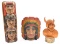 lot of (3) Native American style carvings to include; Medicine Man by Smeeton, three head totem, and
