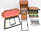 Lot of assorted Riker mounts & showcases along with flatware chest which can be converted to a handg