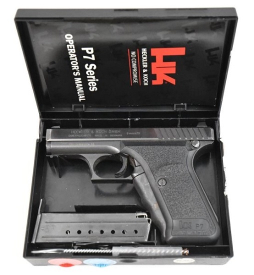 Heckler & Koch, Model P7, 9x19mm, s/n 16962, pistol, brl length 4", very good condition, semi auto, 