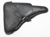 bml/41 (Hans Romer) marked P.08 Luger holster.  This is a black leather hard shell type holster bein