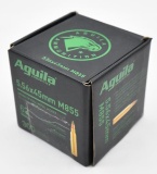 5.56 Nato ammunition, (1) box Aguila M855 62 grain Green Tip FMJ, 300 rounds total, UPS SHIP ONLY
