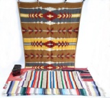 lot of assorted Native American style blankets and rugs in assorted conditions