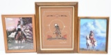 lot of (3) pieces of wall art in frame to include; and Edwin Morgan Copyright 1990 sand painting ove