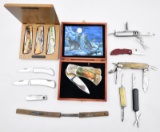 assorted lot of (10) pocket knives and miniature Katana, all in assorted conditions