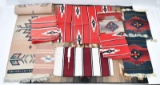 assorted machine and hand woven Southwestern and Native American style blankets and rugs, largest be