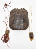 (3) assorted turtle shells; (1) turned into a small pouch having 3.25