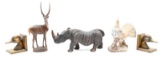 lot to include carved wood rhinoceros approximately 17.25