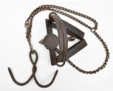Oneida Newhouse No. 4 1/2 double long spring trap with long chain having grapple