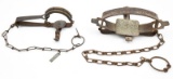 lot of two traps to include B&L No. 44 with teeth and chain and a Cushion-Grip No. 1 long spring wit