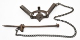 Oneida Victor No. 3 double long spring offset jaw trap with chain and stake stamped Property of Fish