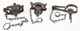 lot of (3) traps to include; Victor No. 2 double coil trap with chains stamped Property of Game Comm