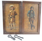 Fantastic pair of two sided Cowboy signs painted on wood, selling by the piece, 2 times the money, l