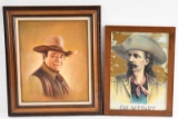 lot of (2) framed pieces of art to include; Paul Lee oil on canvas of John Wayne 28