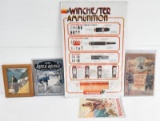 assorted lot of advertising pieces to include; large Winchester Ammunition poster showing some light