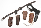 assorted lot of leather holsters, mostly custom made, some being tooled, selling as lot