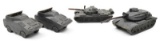 (4) 1960's Cold War hard rubber I.D. vehicles and tanks; (1) U.S. M60 tank, (1) U.S.S.R. T62 tank, (