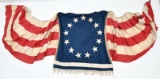 13 star bunting, pre WW1, possibly from the 1876 Centennial, showing some wear with a few losses pre