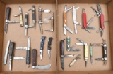 large grouping of pocket knives, some having missing or broken blades, in various conditions