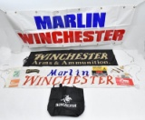 Large lot of Winchester and Marlin banners, Winchester patch, Colt M16 A2 (LMG) operator's manual, C