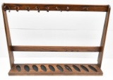 Oak 10 gun long rifle rack with leather straps, missing two straps. Local Pickup Only, No Shipping